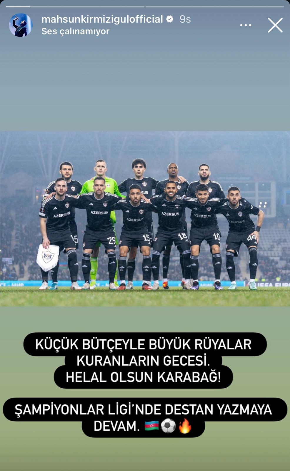 Mahsun Kırmızıgüldən “Qarabağ”ın oyunu ilə bağlı paylaşım - FOTO